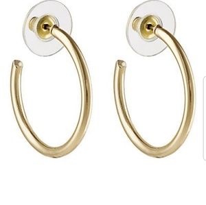 Polished yellow-goldtone tin-silver small hoops NW